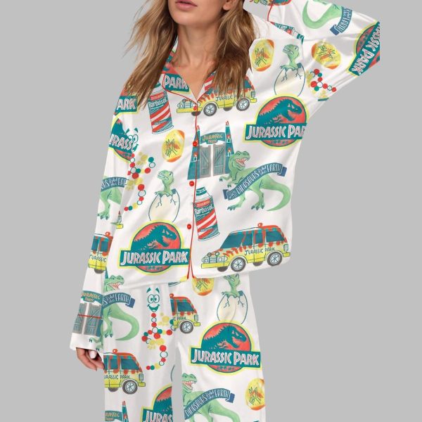 Jurassic Dinosaur Park Satin Pajama Set