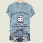 8647 Foxtrot Delta Tango Social Club Only Can Prevent Fascism Print V-Neck T-Shirt