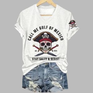 Call Me Gulf Of Mexico Stay Salty Resist Printed T Shirt