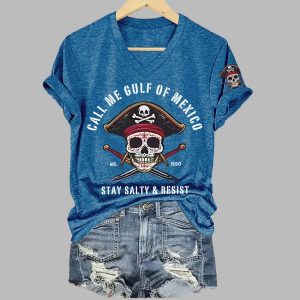 Call Me Gulf Of Mexico Stay Salty Resist Printed T Shirt