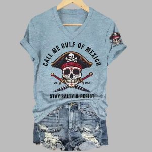 Call Me Gulf Of Mexico Stay Salty Resist Printed T Shirt