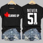 Canada Elbows Up Never 51st Printed V-Neck T-Shirt