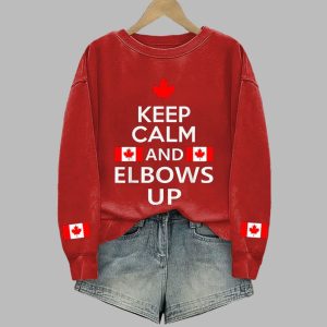 Canada Keep Calm And Elbows Up Printed Sweatshirt 1 Canada Keep Calm And Elbows Up Printed Sweatshirt