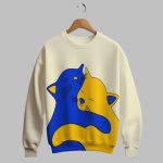 Cat Hug Contrast Art Print Casual Sweatshirt
