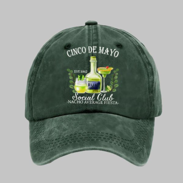 Cinco De Mayo Est 1862 Social Club Nacho Average Fiesta Print Baseball Cap