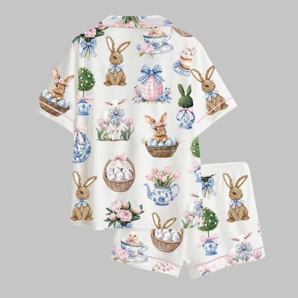 Coquette Easter Bunny Satin Pajama Set