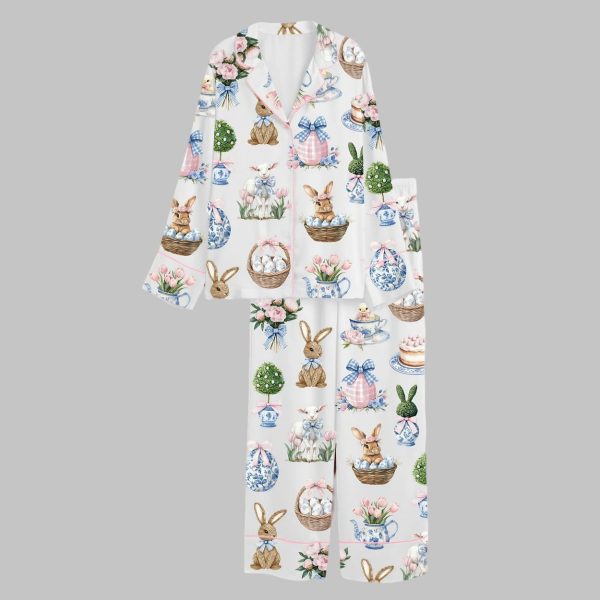 Coquette Easter Bunny Satin Pajama Set