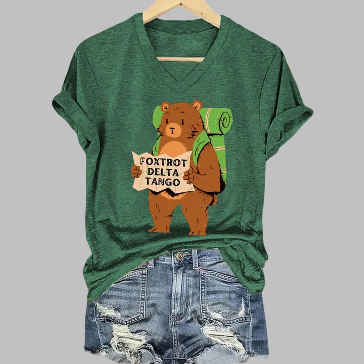 Foxtrot Delta Tango Print V-neck T-shirt Foxtrot Delta Tango Print V-neck T-shirt