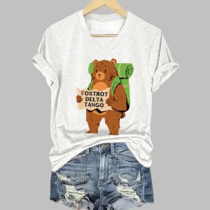 Foxtrot Delta Tango Print V-neck T-shirt 2 Foxtrot Delta Tango Print V neck T shirt