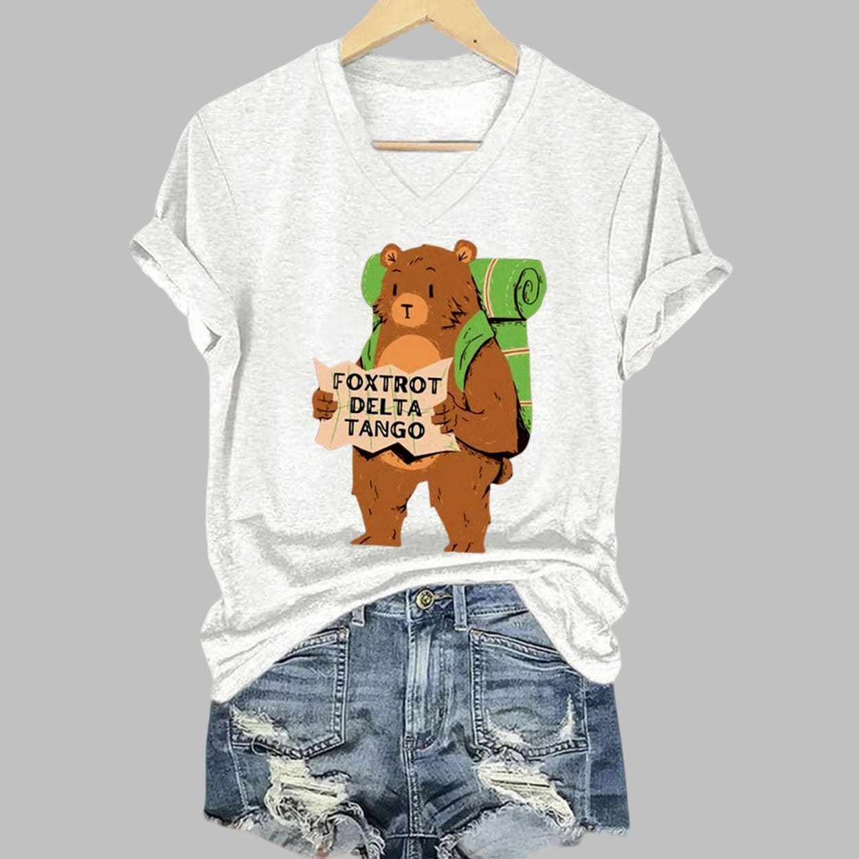 Foxtrot Delta Tango Print V-neck T-shirt Foxtrot Delta Tango Print V-neck T-shirt