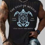 Gulf Of Mexico Stay Salty And Resist Print Round Neck Tank Top