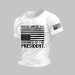 Men's Retro Proud American Ashamed Of The President Print T-Shirt