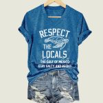 Respect The Locals Gulf Of Mexico Printed V-Neck T-shirt