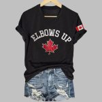 Retro Canada Elbows Up Print V-neck T-Shirt
