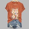 Retro Flowers 86 47 Print V-Neck T-Shirt