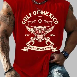 Retro Gulf Of Mexico Est 1550 Stay Salty And Resist Print Tank Top