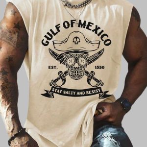 Retro Gulf Of Mexico Est 1550 Stay Salty And Resist Print Tank Top
