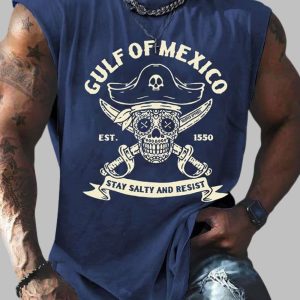 Retro Gulf Of Mexico Est 1550 Stay Salty And Resist Print Tank Top