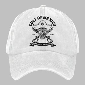 Retro Gulf Of Mexico Est 1550 Stay Salty And Resist Printed Baseball Cap