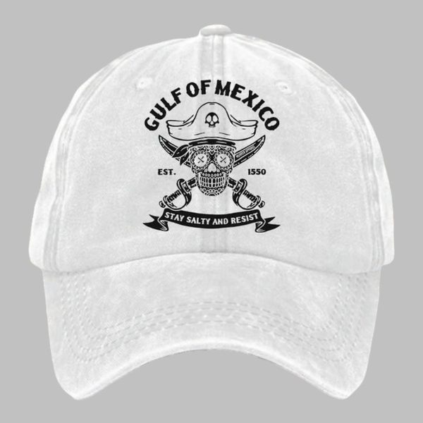 Retro Gulf Of Mexico Est 1550 Stay Salty And Resist Printed Baseball Cap