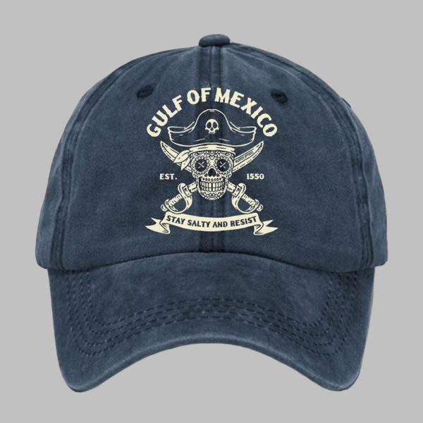 Retro Gulf Of Mexico Est 1550 Stay Salty And Resist Printed Baseball Cap