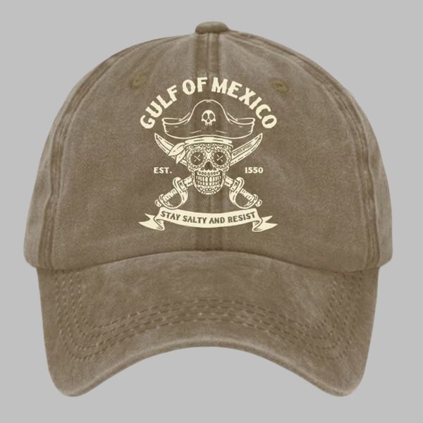 Retro Gulf Of Mexico Est 1550 Stay Salty And Resist Printed Baseball Cap