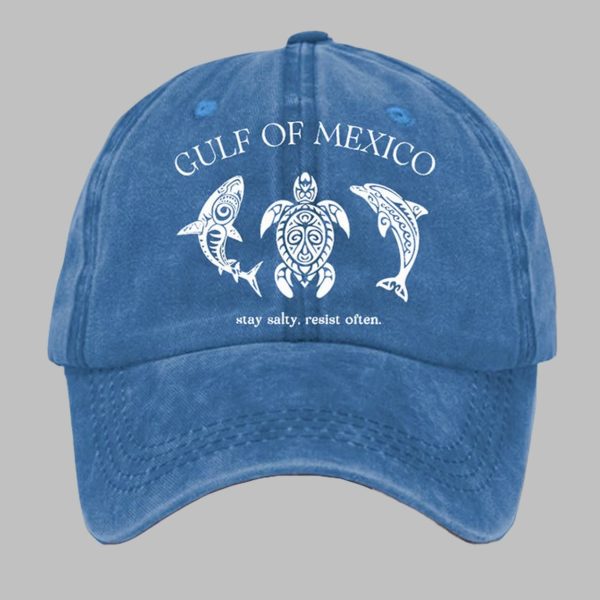 Retro Gulf Of Mexico Stay Salty Resist Often Printed Baseball Cap