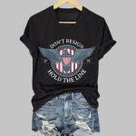 Retro Hold The Line Don't Resign Print V-neck T-Shirt