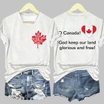 Retro O Canada Our Home And Native Land God Keep Our Land Glorious And Free Print V-Neck T-Shirt