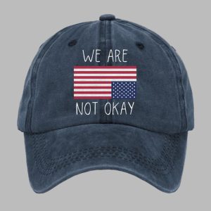 Retro We Are Not Ok Print Baseball Cap