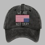 Retro We Are Not Ok Print Baseball Cap