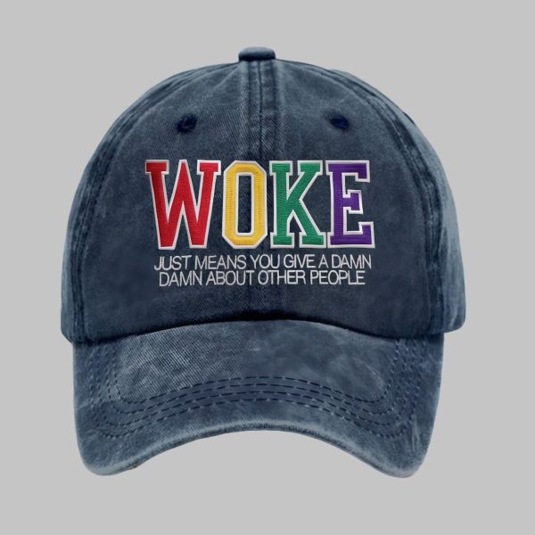 Retro Woke Just Means Give A Damn About Other People Print Baseball Cap