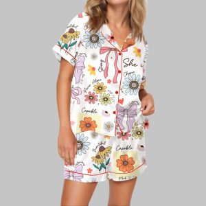 She Is Mom Coquette Mother’s Day Gift Satin Pajama Set