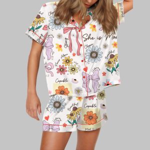 She Is Mom Coquette Mother's Day Gift Satin Pajama Set