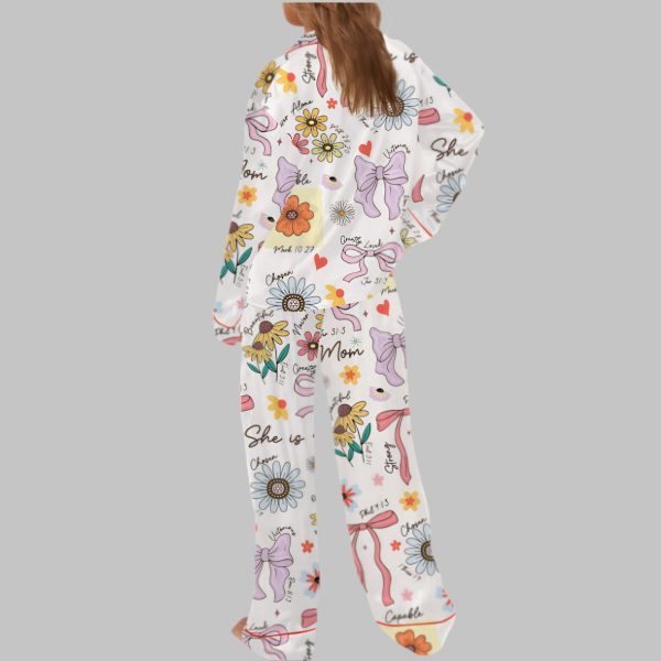 She Is Mom Coquette Mother’s Day Gift Satin Pajama Set
