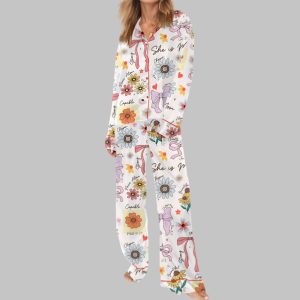 She Is Mom Coquette Mother's Day Gift Satin Pajama Set