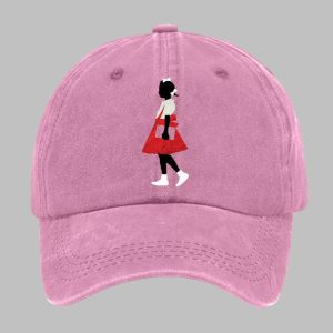 Unisex Black Girl In Red Dress Art Print Baseball Cap