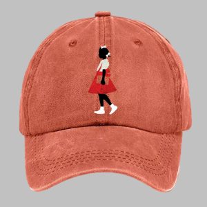 Unisex Black Girl In Red Dress Art Print Baseball Cap