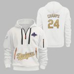 2025 Dodgers Gold World Series Champs Half Zip Hoodie