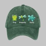 FDT Frog Dragonfly Turtle Print Baseball Cap