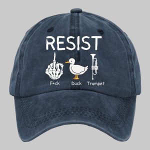 FDT Resist Fck Duck Trumpet Print Baseball Cap
