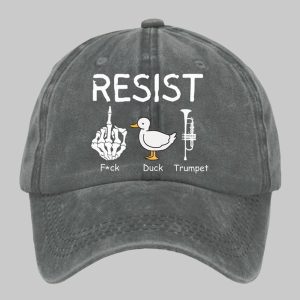 FDT Resist Fck Duck Trumpet Print Baseball Cap