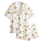 Golf Girl Golf Lover Martini Golf Print Short Sleeve Satin Pajama Set