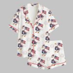 Goose Fourth Of July Silly Goose Red White Blue USA Coquette America Pajama Set