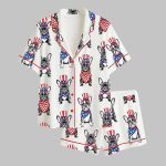 Patriotic French Bulldog 4th Of July Dog Satin Pajama Set