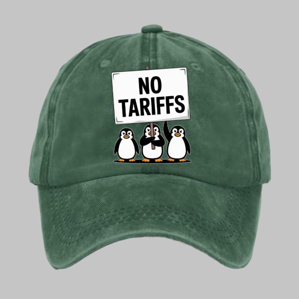 Penguin No Tariffs Print Baseball Cap