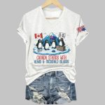 Penguin Resist Canada Stands With Heard And Mcdonald Islands Print V-Neck T-Shirt