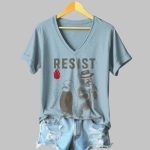 Penguins Bear Resist Print V-Neck T-shirt