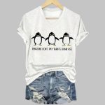 Penguins Don't Pay Tariffs Dumb Ass Printed V Neck T-shirt