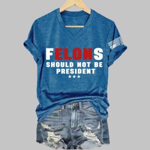 Retro Elon Felons Should Not Be President Print V Neck T Shirt